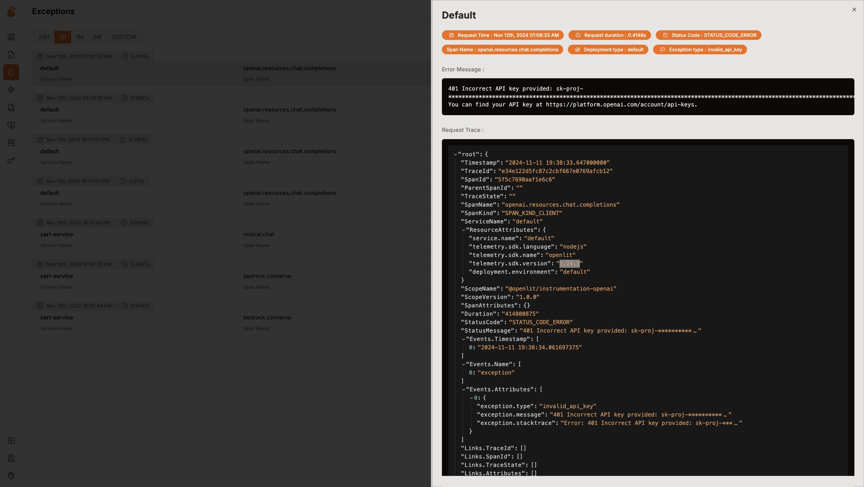 Exceptions Monitoring